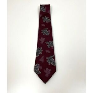 Christian Dior Burgundy Paisley Neck Tie Made In USA Fabric Woven In Italy Silk‎